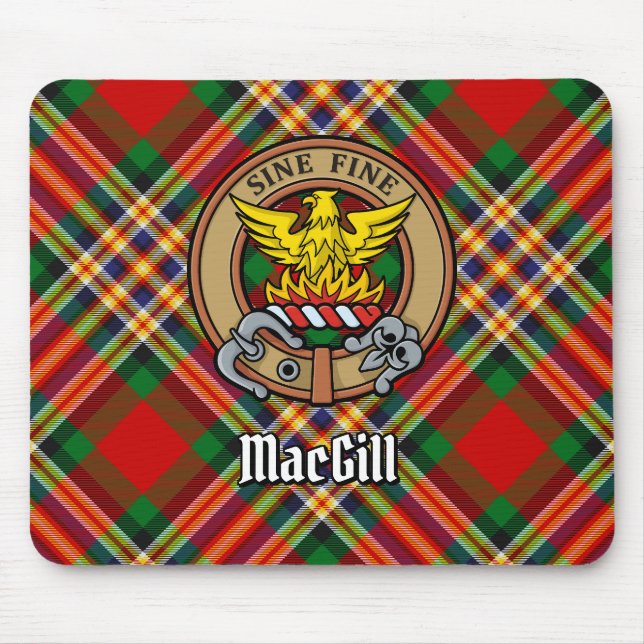 Mousepad Clan MacGill Crest sobre Tartan (Frente)