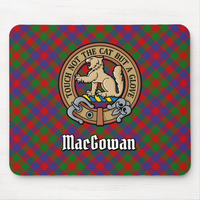 Mousepad Clan MacGowan Crest sobre Tartan (Frente)