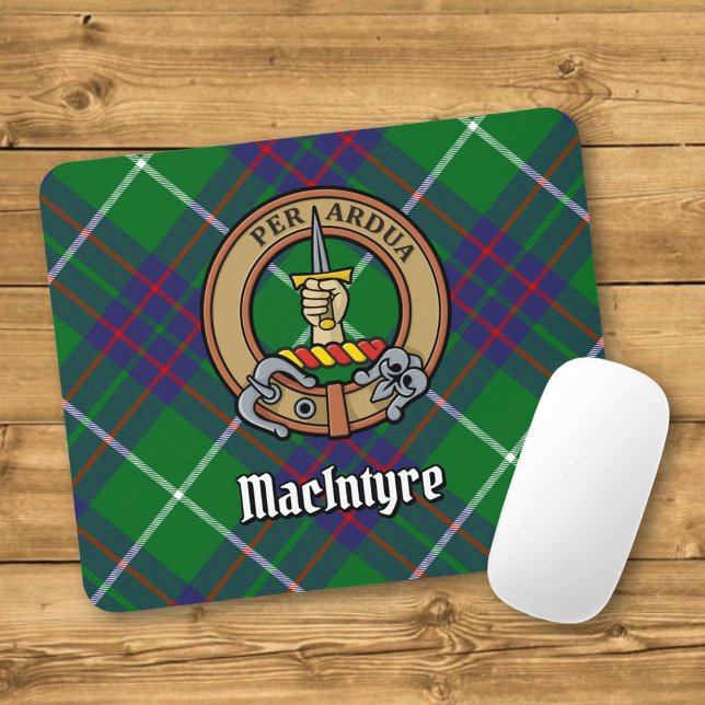 Mousepad Clan MacIntyre Crest sobre Tartan (Criador carregado)