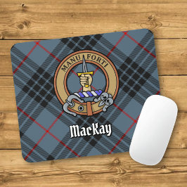 Mousepad Clan MacKay Crest sobre Blue Tartan