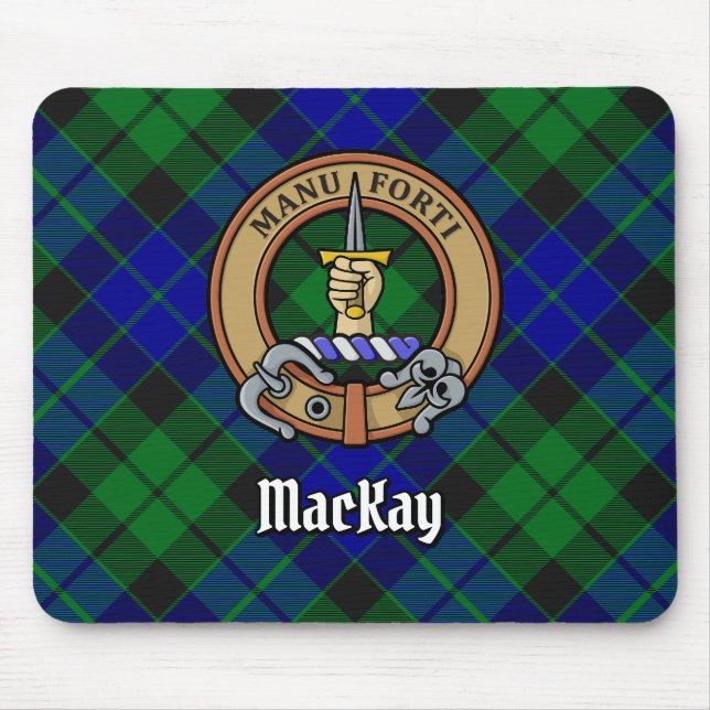 Mousepad Clan MacKay Crest sobre Tartan (Frente)