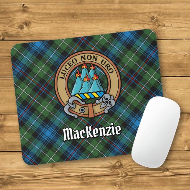 Mousepad Clan MacKenzie Crest sobre Tartan (Criador carregado)