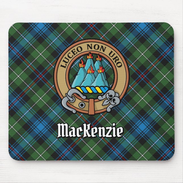 Mousepad Clan MacKenzie Crest sobre Tartan (Frente)