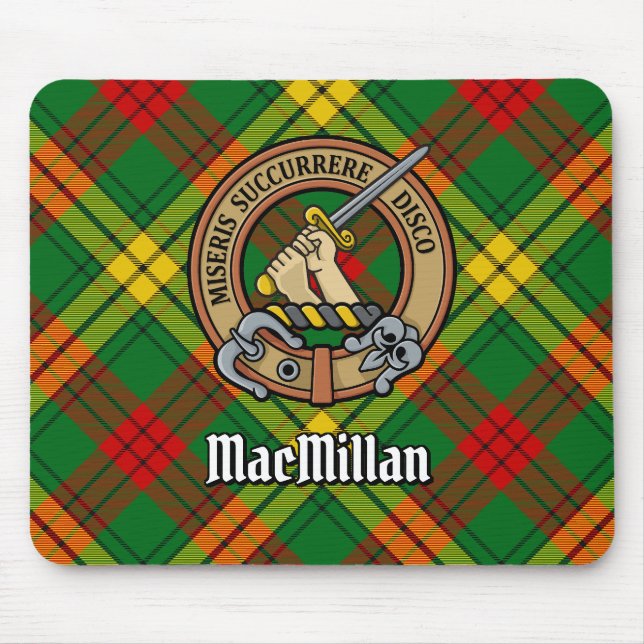 Mousepad Clan MacMillan Crest sobre Tartan (Frente)