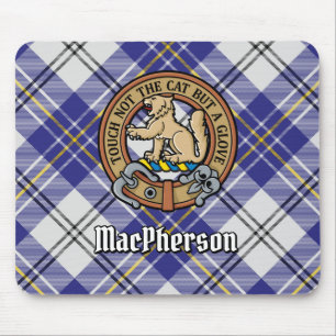 Mousepad Clan MacPherson Crest sobre Blue Dress Tartan