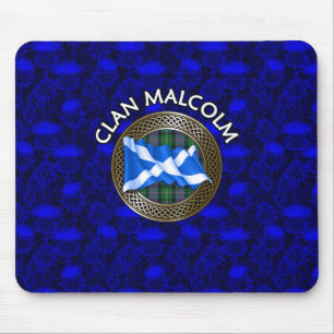Mousepad Clan Malcolm Tartan Knot & Flag