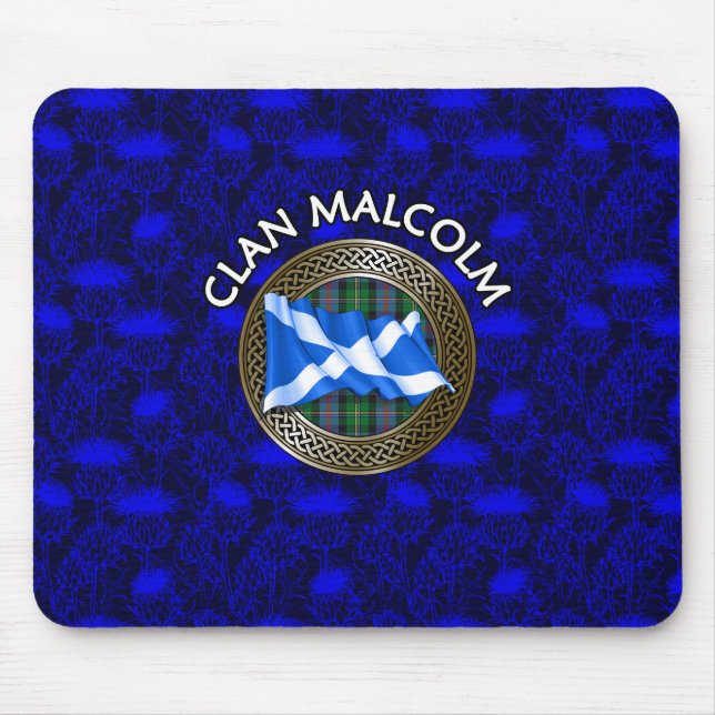 Mousepad Clan Malcolm Tartan Knot & Flag (Frente)
