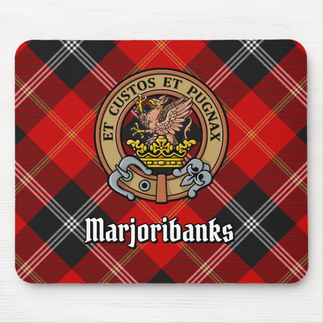Mousepad Clan Marjoribanks Crest sobre Tartan (Frente)