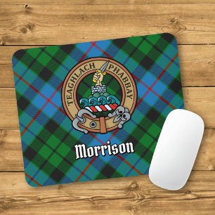 Mousepad Clan Morrison Crest sobre caçar Tartan