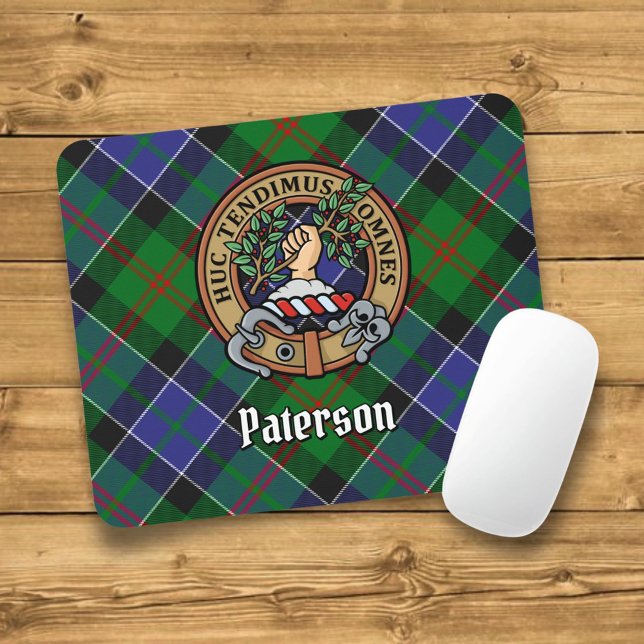 Mousepad Clan Paterson Crest sobre Tartan (Criador carregado)