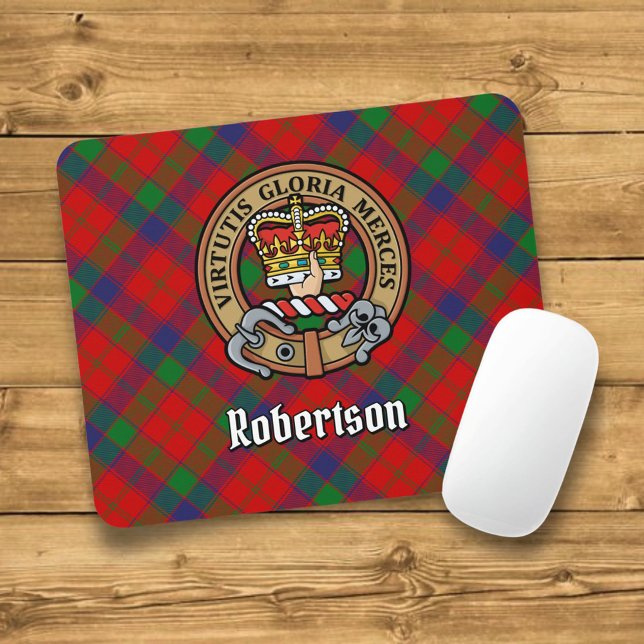 Mousepad Clan Robertson Crest sobre Tartan (Criador carregado)