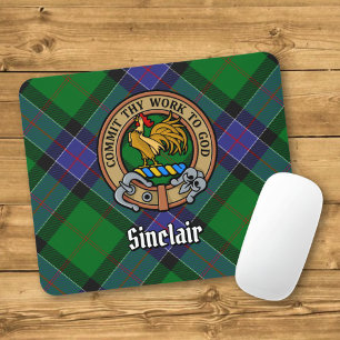 Mousepad Clan Sinclair Crest sobre a Caça ao Tartan