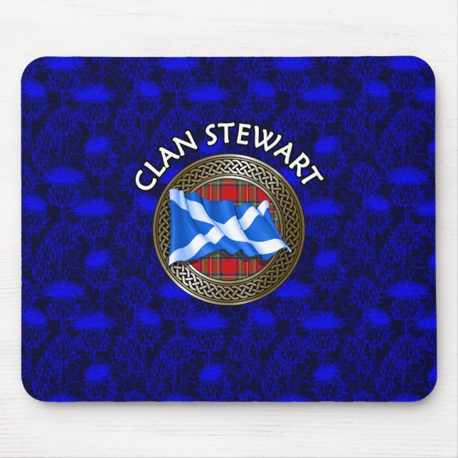 Mousepad Clan Stewart Tartan Knot & Flag (Frente)