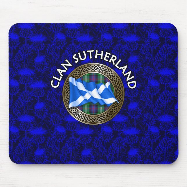 Mousepad Clan Sutherland Tartan Knot & Flag (Frente)
