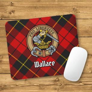 Mousepad Clan Wallace Crest sobre Tartan