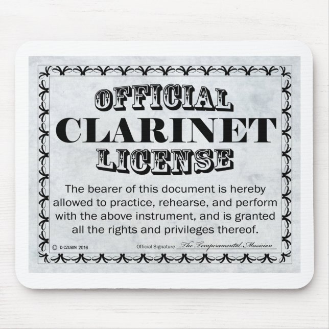 Mousepad Clarinet License (Frente)