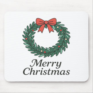 Mousepad Classic Christmas Wreath – Minimalist Merry Christ