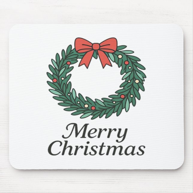 Mousepad Classic Christmas Wreath – Minimalist Merry Christ (Frente)