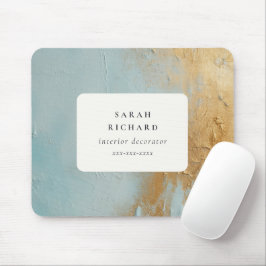 Mousepad Clássico Artístico Aqua Azul Pintor Azul Dourado