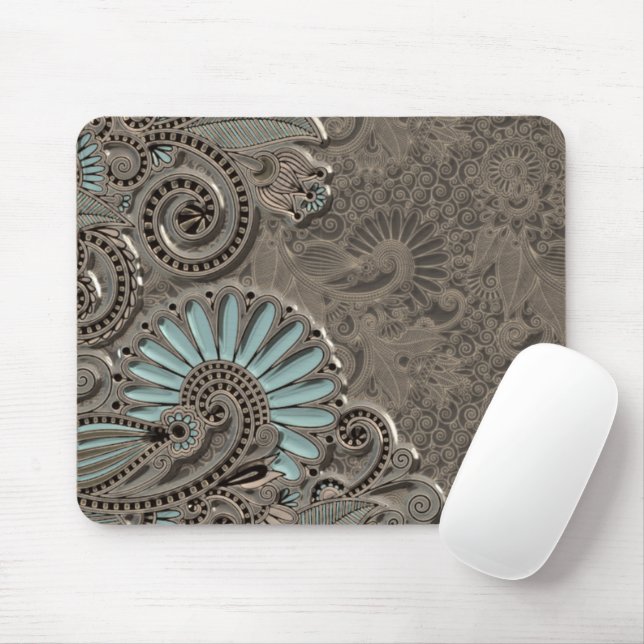 Mousepad Clássico Bonito Damask Paisley Floral Padrão M (Com mouse)