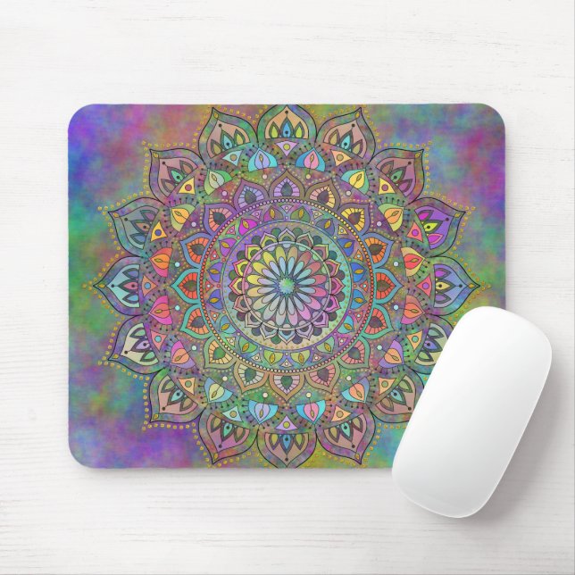 Mousepad Clássico Colorosamente Mandala Índia Estilo 1 (Com mouse)