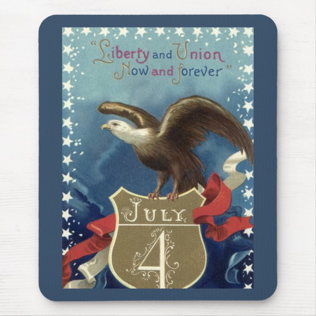 Mousepad Clássico Patriótico Quatro de Julho, Águia com Est (Frente)
