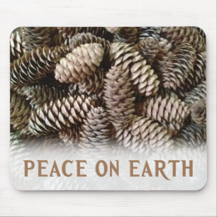 Mousepad Clássico Pine Feriado Paz Cone na Terra