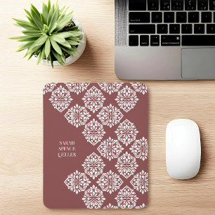 Mousepad Classy Damask Regency Geométrico Pastel Red