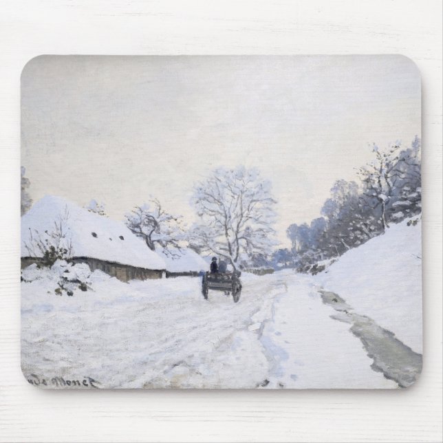 Mousepad Claude Monet - Carrinho na Estrada de Neve em Honf (Frente)