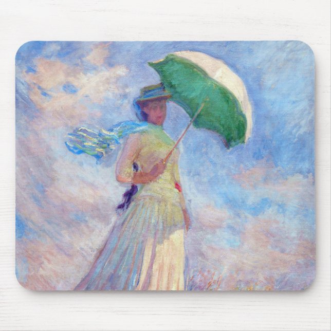 Mousepad Claude Monet - Mulher com Parasol virada para a di (Frente)