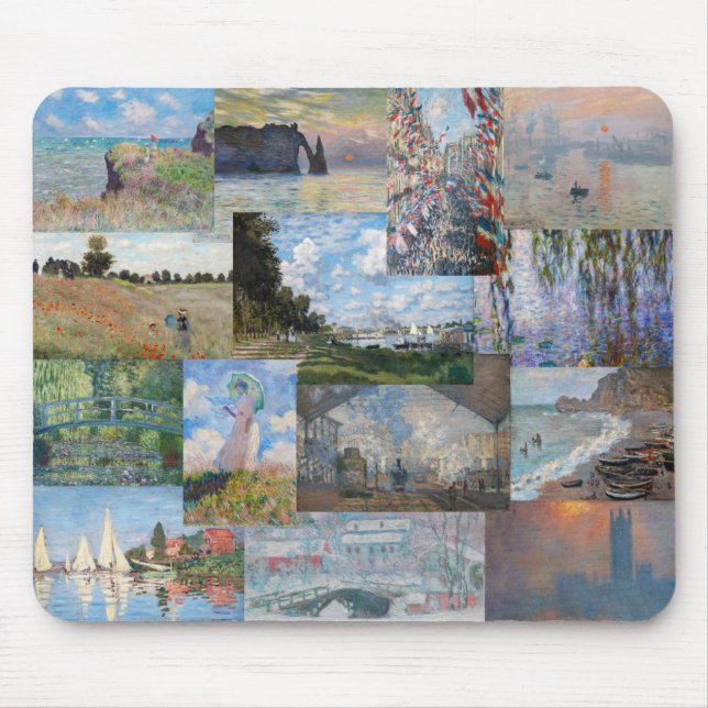 Mousepad Claude Monet - Patchwork de obras de arte (Frente)