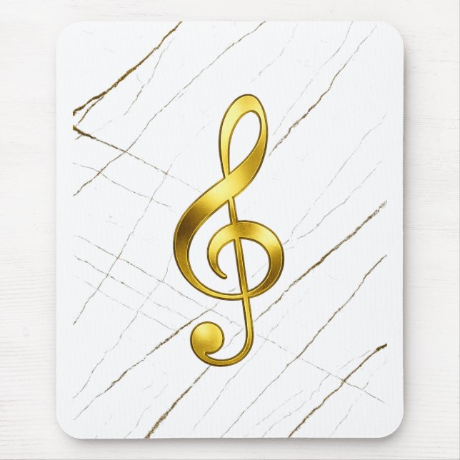 Mousepad Clave de Sol Dourada Mármore Tech Musical (Frente)