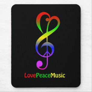 Mousepad Clef de triplo do hippie da música da paz do amor