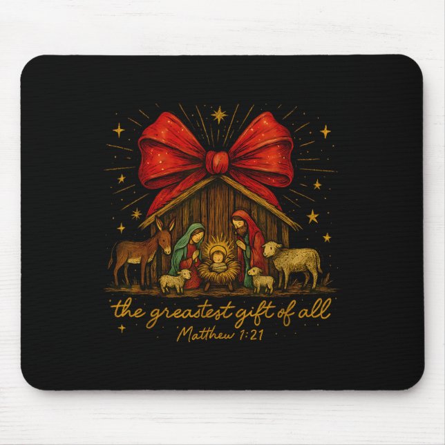 Mousepad Clic Nativity Scene – Greatest Gift Matthew 1_21  (Frente)