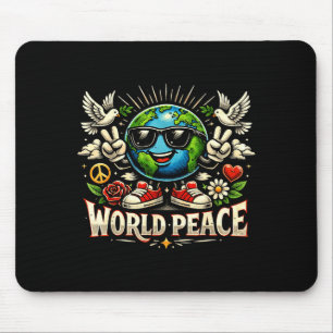 Mousepad Clic Vintage Mundo Paz Mensagem Amável Inspiradora