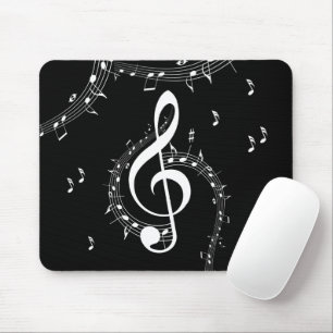 Mousepad Clima G Clef White Music on Black