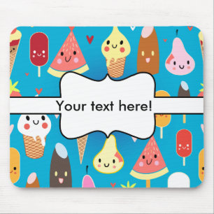 Mousepad Clipart de caracteres de comida cúbica
