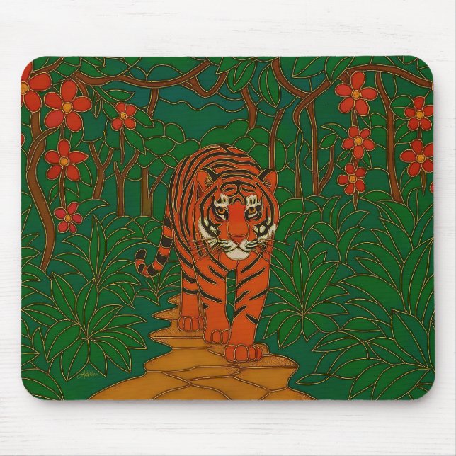 Mousepad Cloisonne Art Tiger on the Jungle Path (Frente)