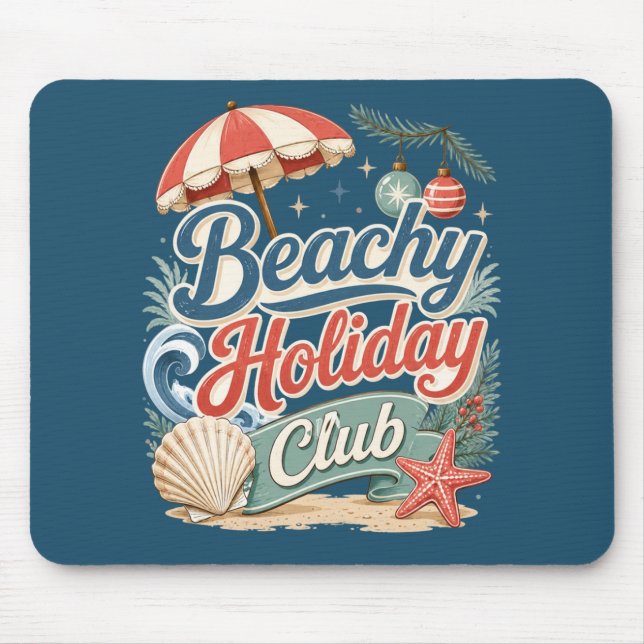 Mousepad Clube de Férias à Beira-Mar Natalino Retrô (Frente)