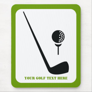 Mousepad Clube de golfe e bola preto, costume verde