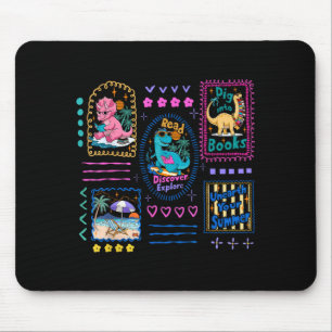 Mousepad Clube de leitura de dinossauros verão amante de li