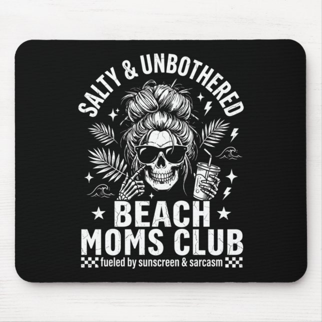 Mousepad Clube engraçado da mãe da praia esqueleto salgado  (Frente)