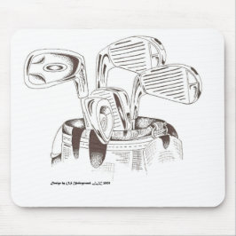 Mousepad Clubes de golfe em preto & no branco - tapete do