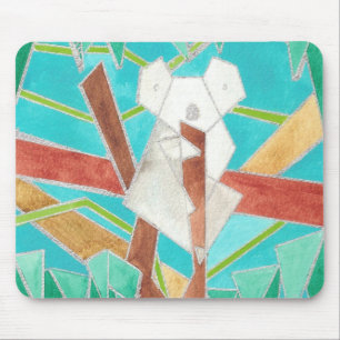 Mousepad Coala na Árvore Arte Abstrata Original
