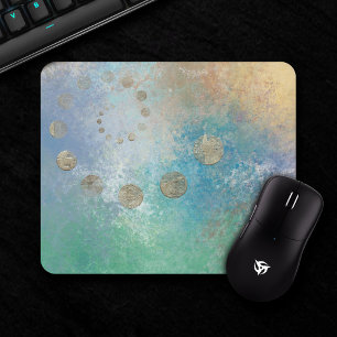Mousepad Coastal Grunge Azul e Verde Dourado