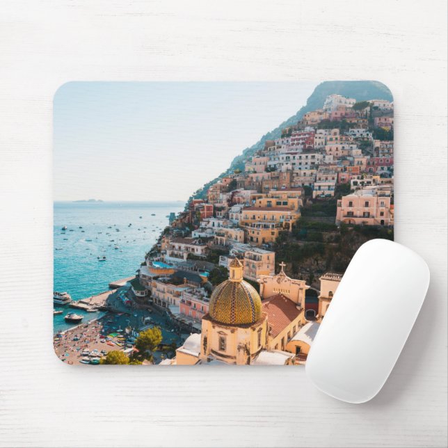 Mousepad Coastline | Positano Itália, aldeia Cliffside (Com mouse)