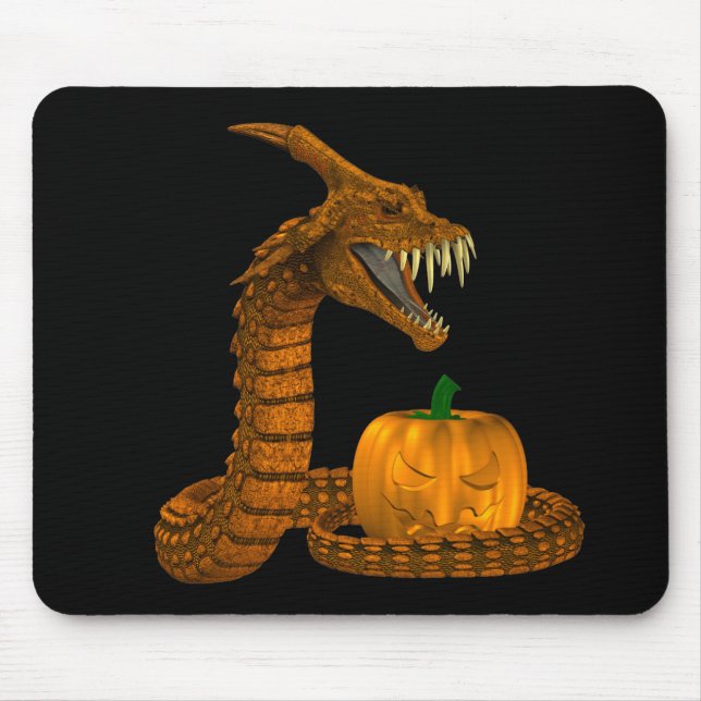 Mousepad Cobra Assustador Protegendo Uma Abóbora (Frente)