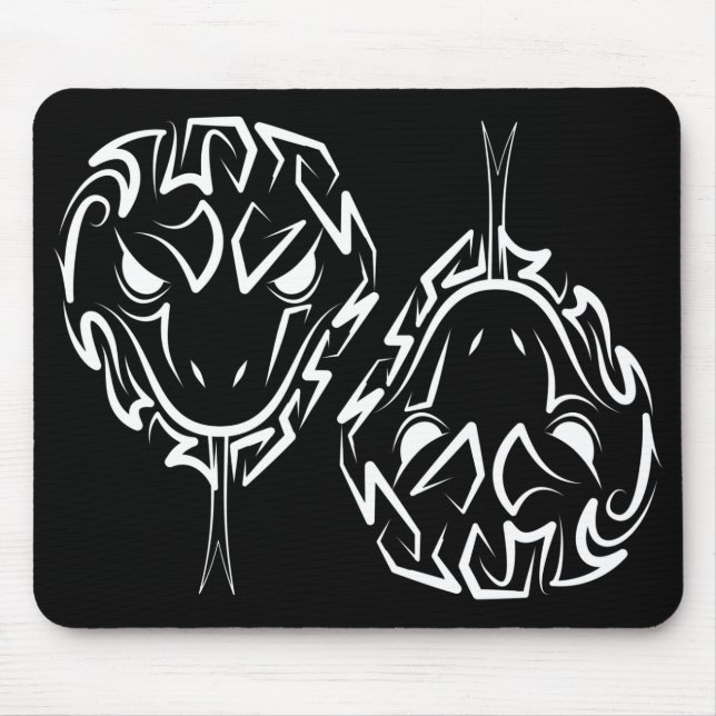 Mousepad Cobra de Tribal Negro e Branco (Frente)