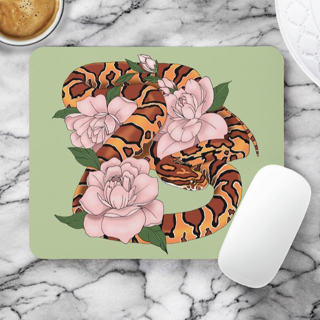Mousepad Cobra Milharal Vibrante Flores de Peônia Rosa Verd (Criador carregado)
