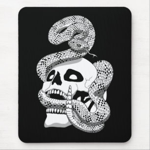 Mousepad Cobra preto e branco gótico e arte escura crônica